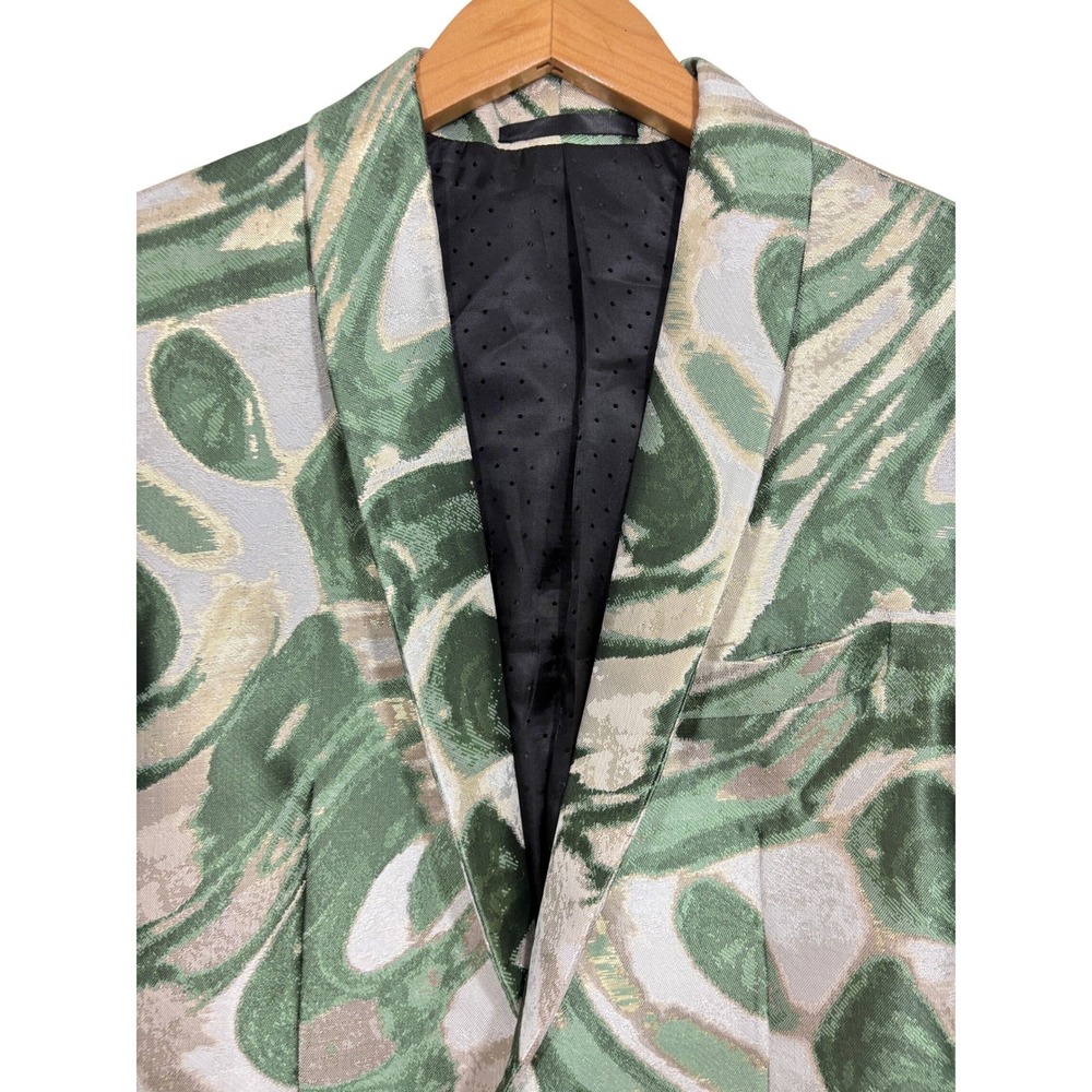 Kent & Park Italy Mens Kelly Green Gold Swirl Jacquard Blazer Sport Coat J114 38 - Picture 7 of 7